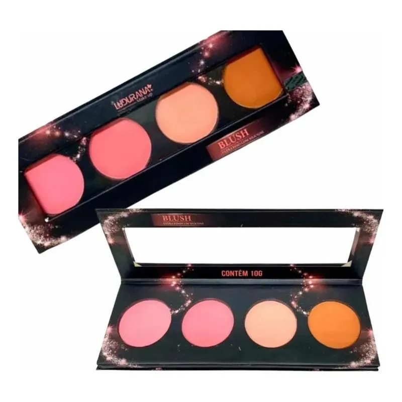 10x Paleta Quarteto De Blush Facial Ludurana Matte Cor Do B