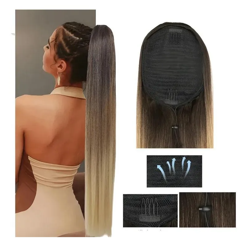 Rabo De Cavalo Extensão 75cm Fibra Orgâ - Mtt4 Raiz Esfumada