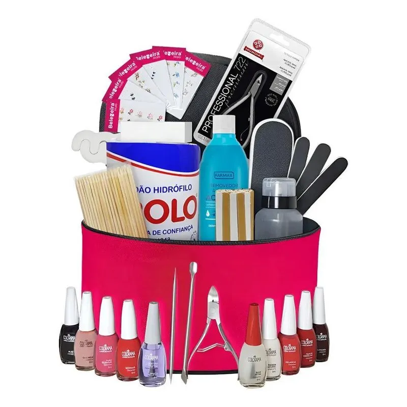 Kit Manicure Completo Profissional: Maleta E Esmaltes - Rosa