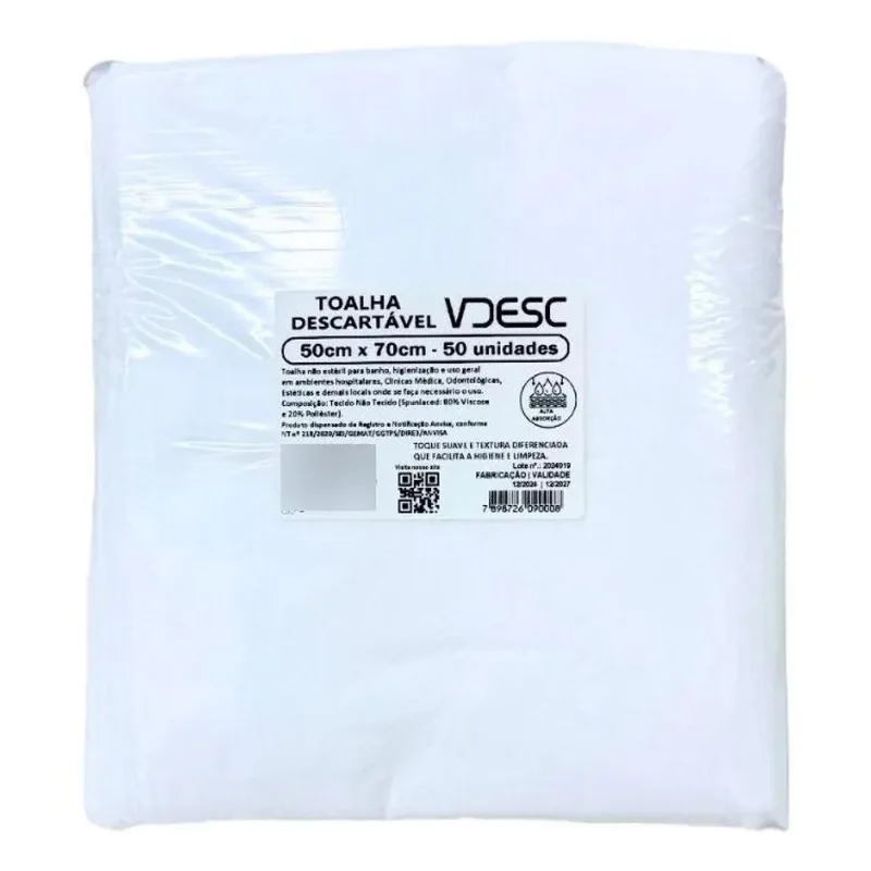 Toalha Descartável 50x70 - Branca - 50 Unidades