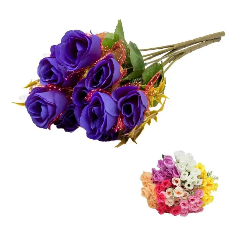 40 Botão Rosa 8 Buques Flo Roxo Midnight