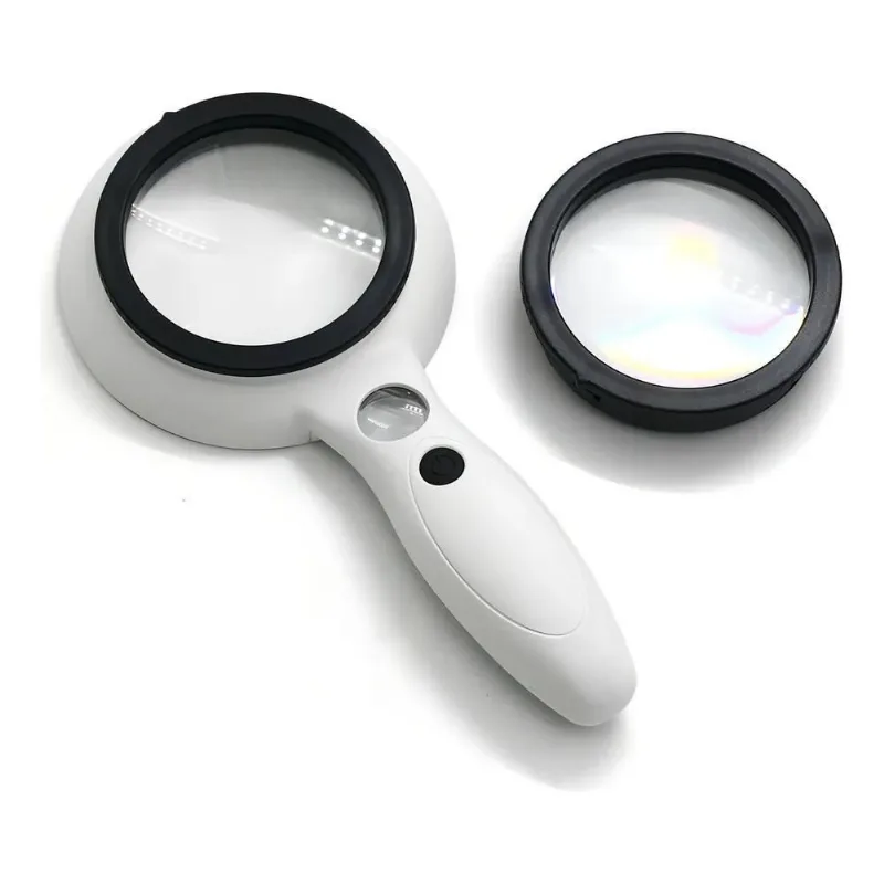 2x Lupa De Mão 12x Profissional Lente De Aumento Com Led