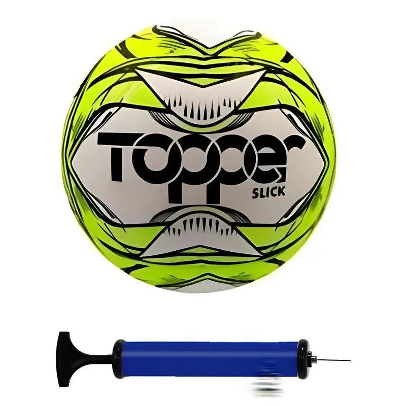 Bola Futebol Campo Topper Slick + Bomba De Ar - Amarela Cor