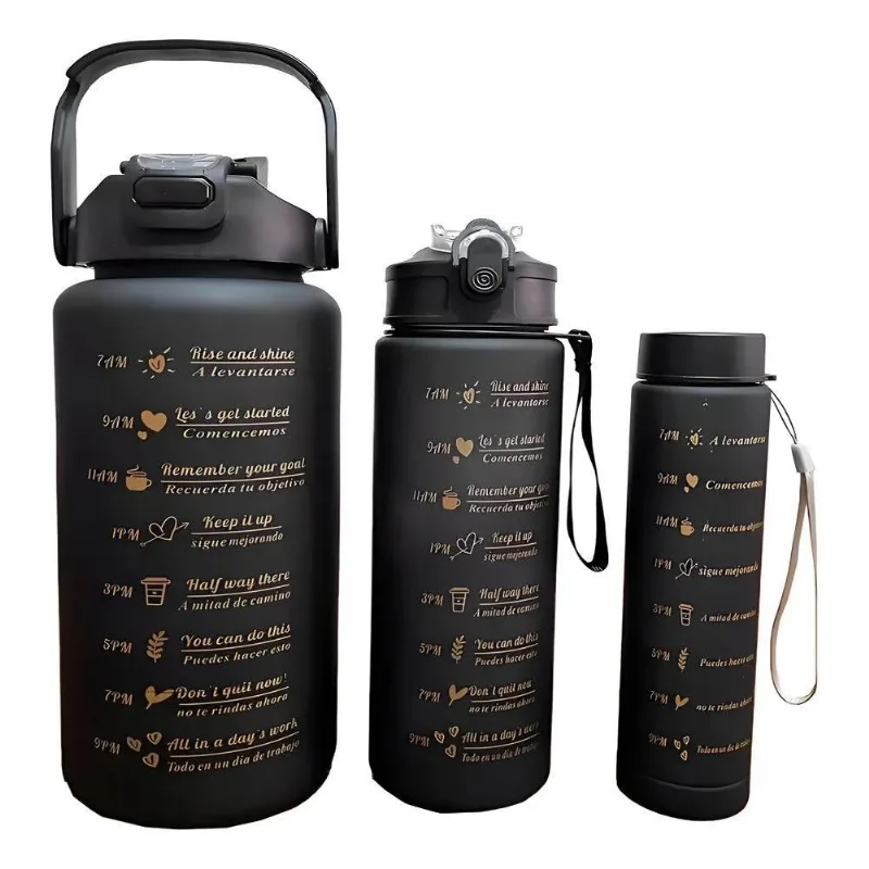 5x Kit Garrafa Motivacional Água Alça Adesivo 3d 1l 2l Squee