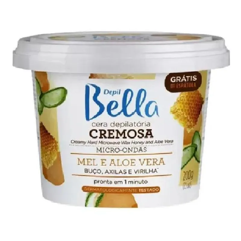 3x Cera Depil Bella Cremosa Micro-ondas Mel E Aloe Vera 200g