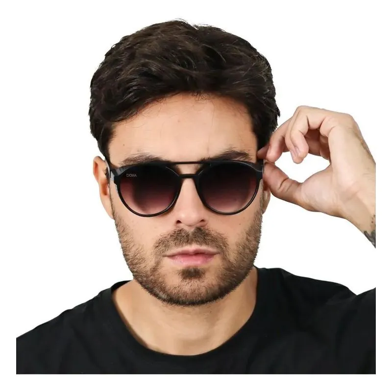 Óculos Sol Masculino Redondo Uv400 Estilo - Preto Degradê
