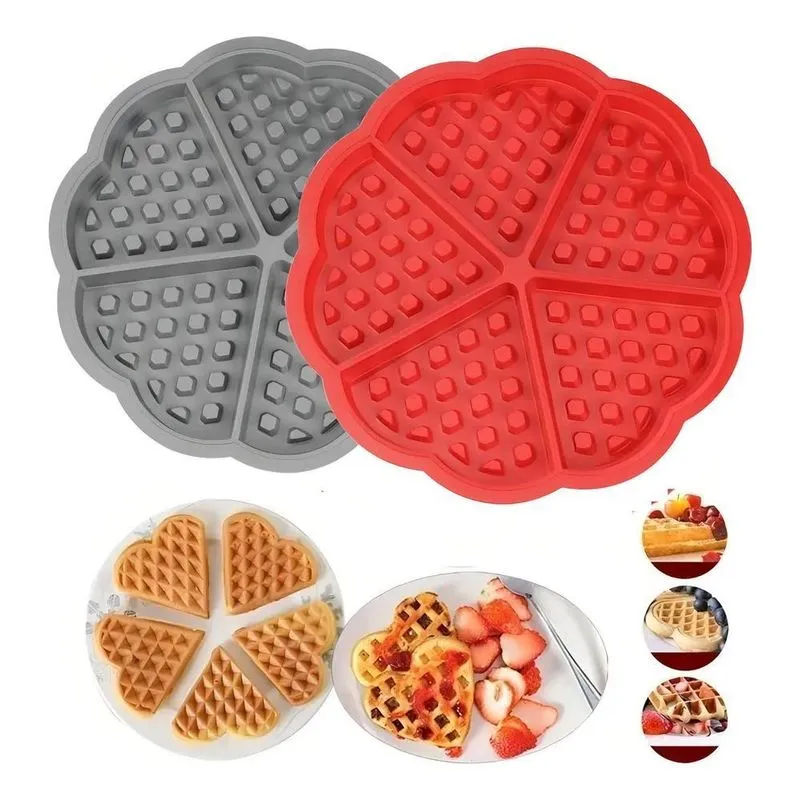 10x Forma De Waffle Gofre Em Silicone Antiaderente Coração