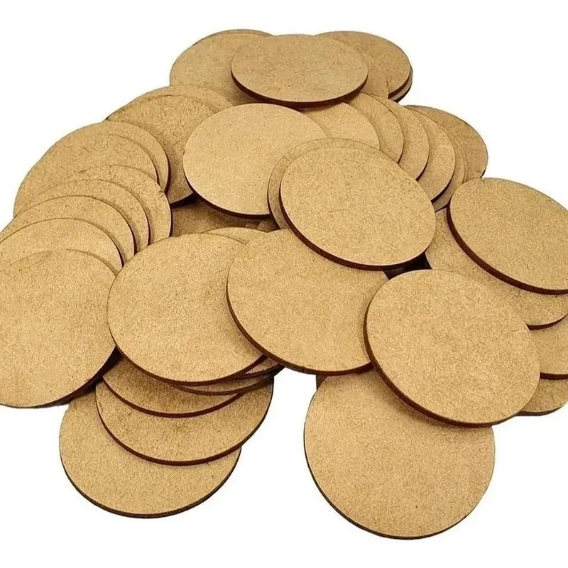 10x Kit Com 50 Bolacha Porta Copo Mdf Cru 8 Cm