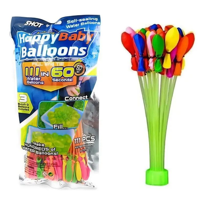 5x 333 Bexigas Balão Com Enchedor De Água Gincana De Verão W