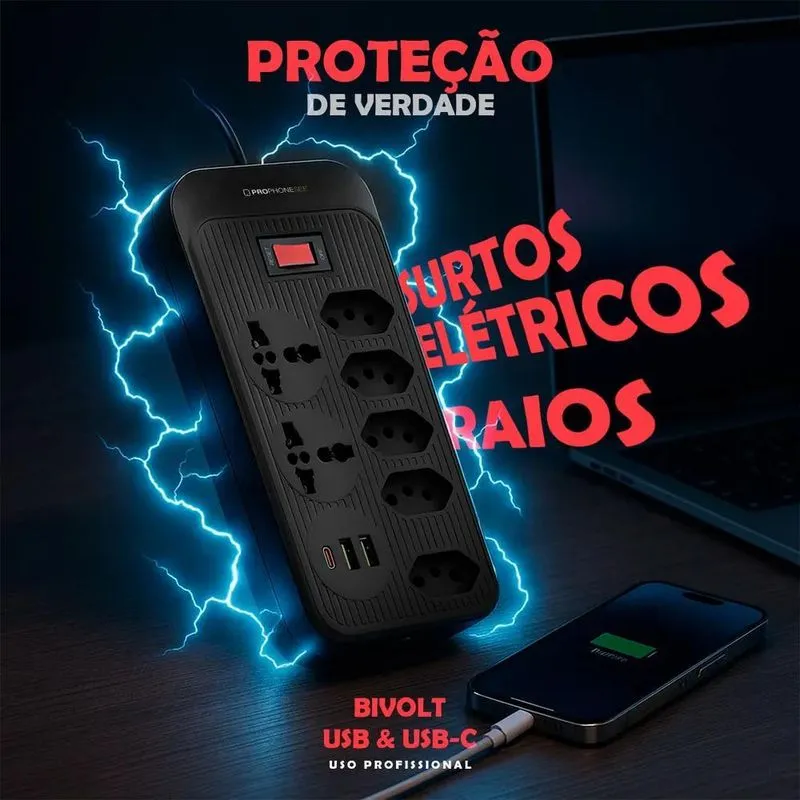 2x Filtro De Linha Profissional Extensão Elétrica Régua Ener