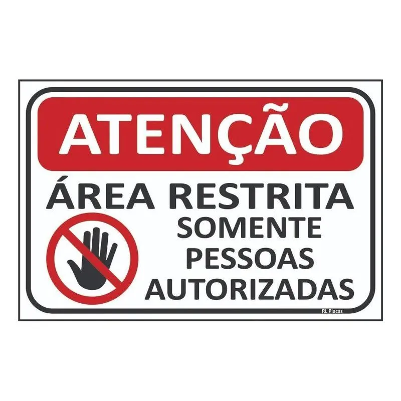 Placa Sinalização Área Restrita Aviso 30x20cm Ps 1mm