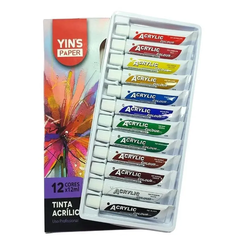 2x Tinta Acrilica 12 Cores Bisnaga De 12ml