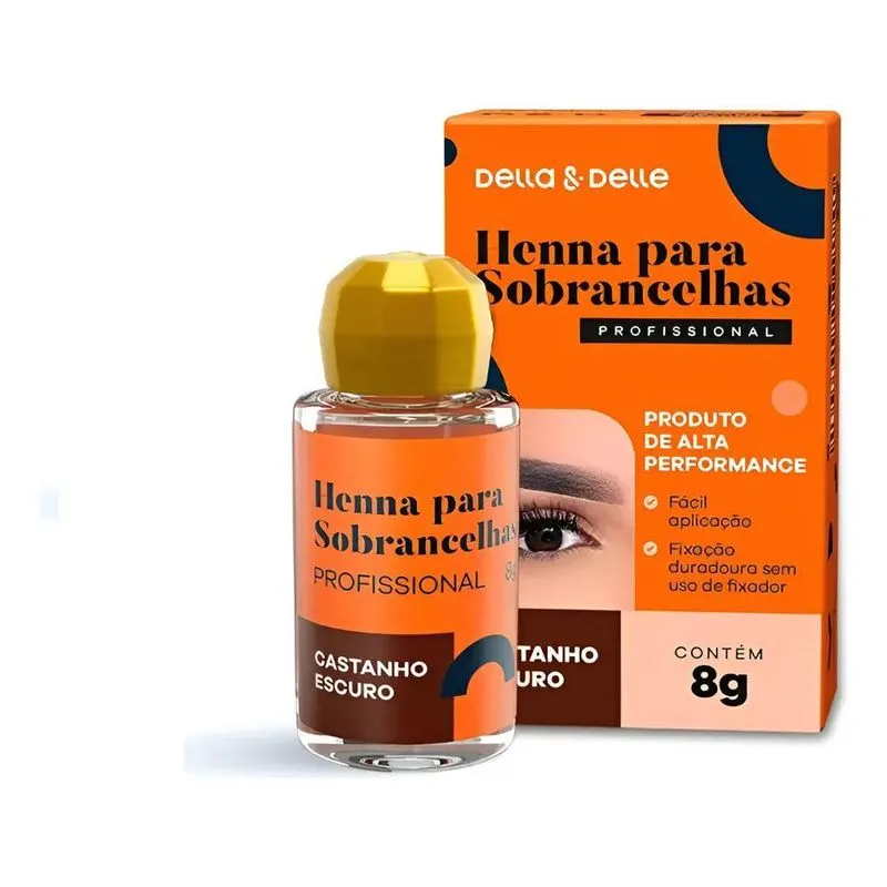 Henna Della &amp; Delle 8g: Sobrancelhas Perfe - Castanho Escuro