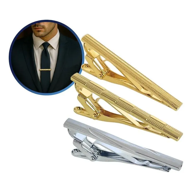 Kit 3 Prendedor De Gravata Grampo Trabalhado Luxo Social Aço