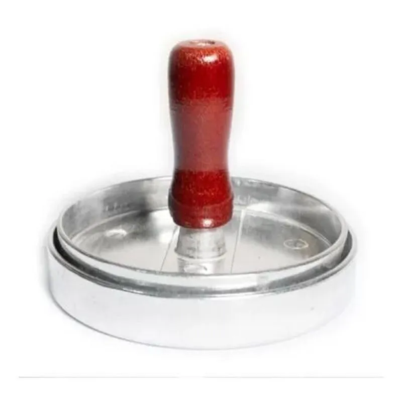 5x Modelador Prensa Hamburguer Aluminio Cabo Madeira 11 Cm