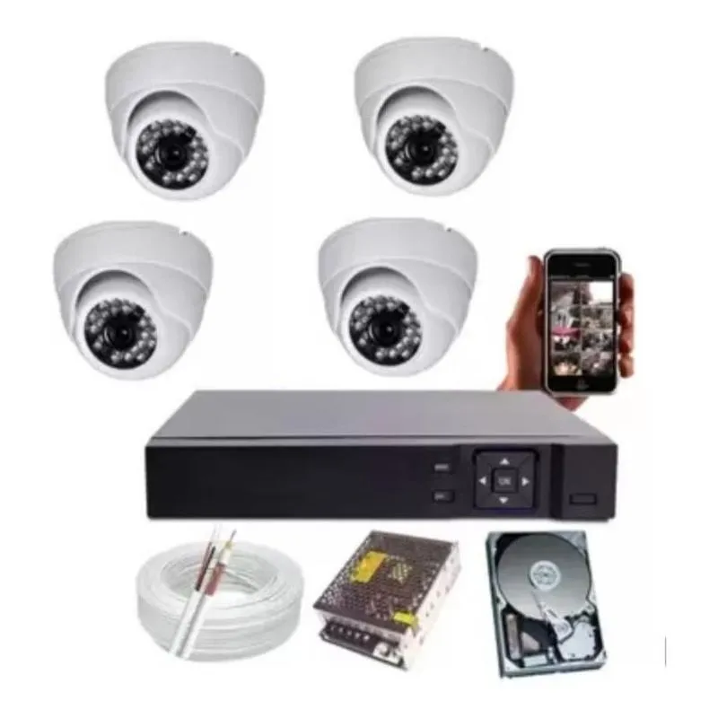 Kit Cftv 4 Câmeras Segurança Completo 720p Dvr 4ch 500gb