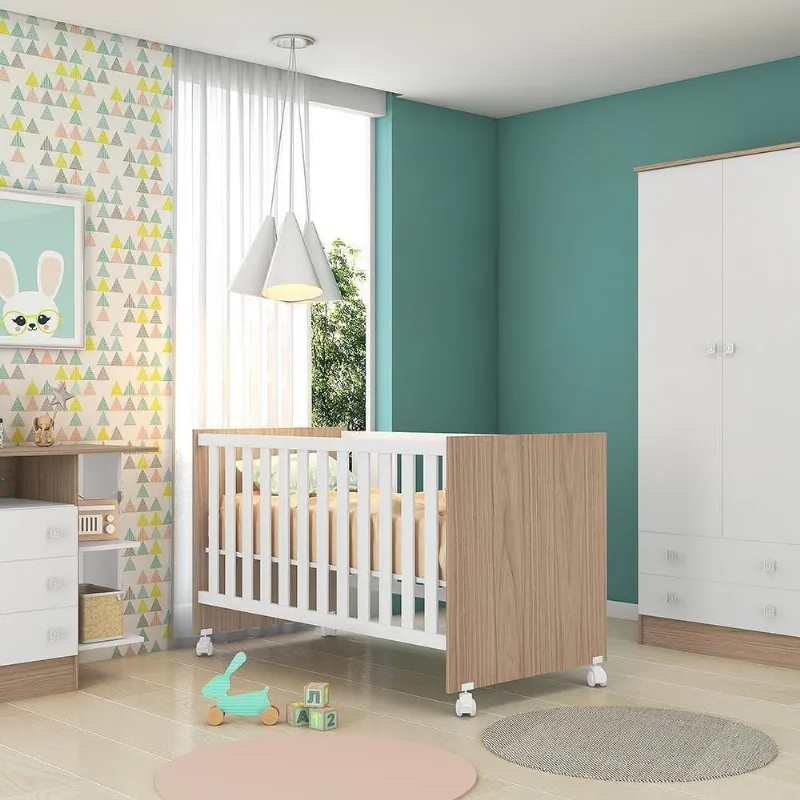 Berço Americano Mini Cama Regulagem Altura + Colchão Branco