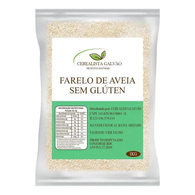5x Farelo De Aveia Sem Glúten 1kg Premium Vegano Alta Qual