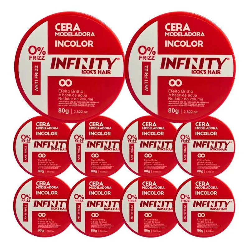 Kit 10 Pomada Infinity Mega Fixação Cabelo 80g - E - Incolor
