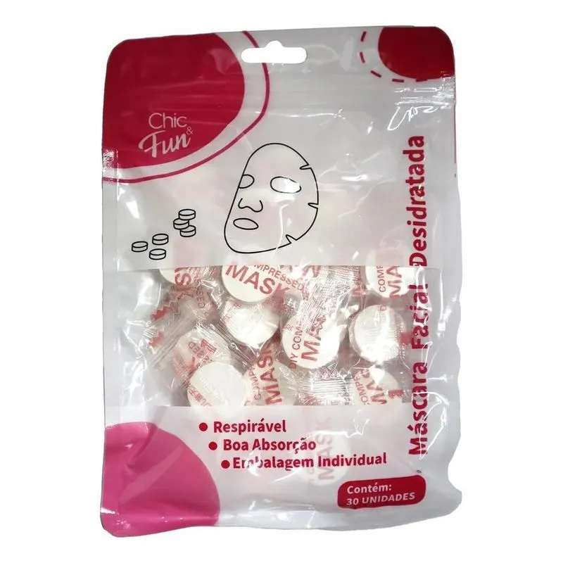 10x 30un Máscara Descartável Desidratada Limpeza Facial