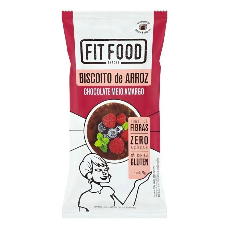 5x Biscoito De Arroz Integral Cobertura Chocolate Meio Ama