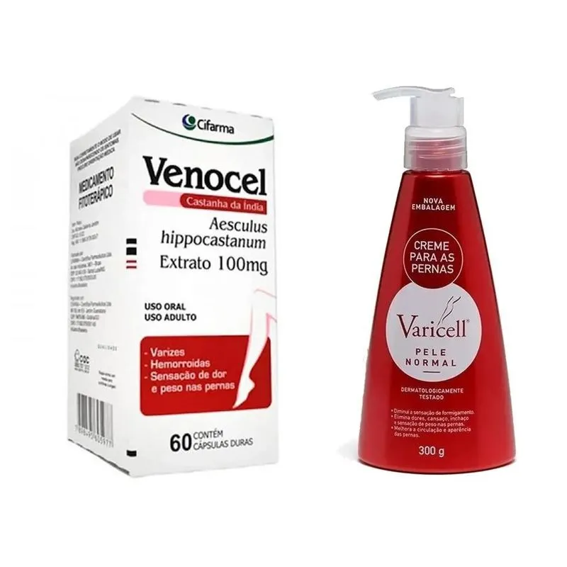 Venocel 60 Caps + Creme Para Pernas Varicell Anti Varizes