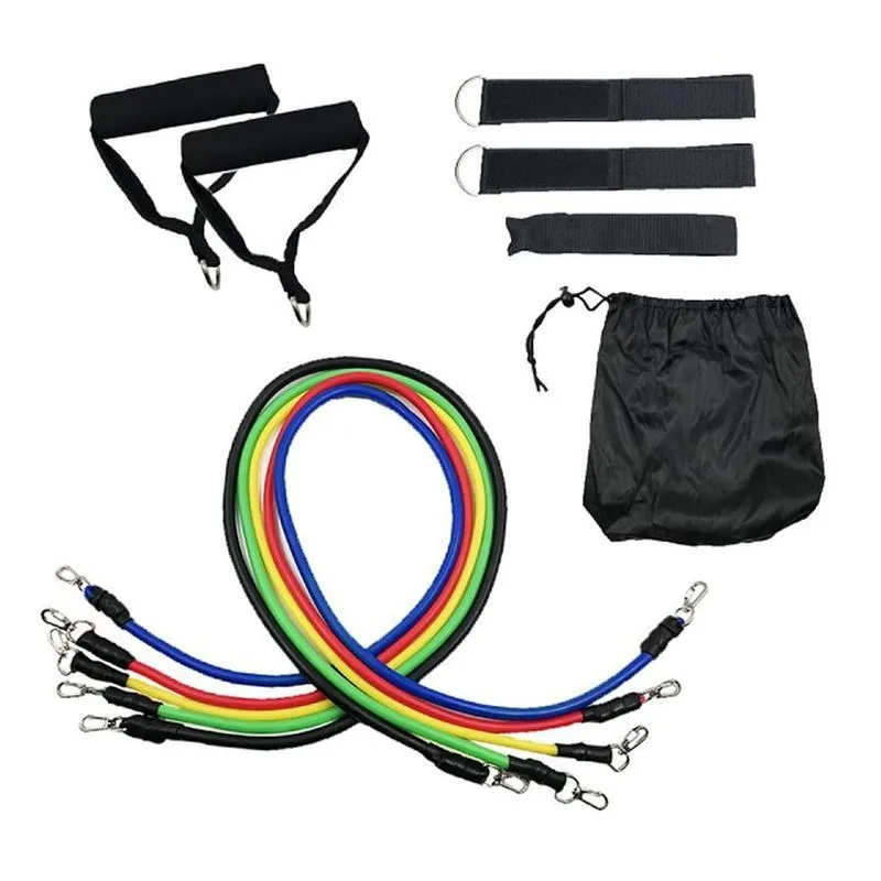 Kit - Barra De Apoio De Braço Flexão + Elástico 11 Peças