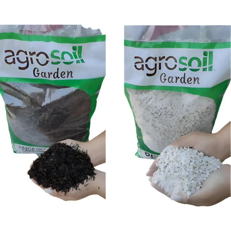 Kit 6 Litros Perlita Expandida E Casca De Arroz Carbonizada