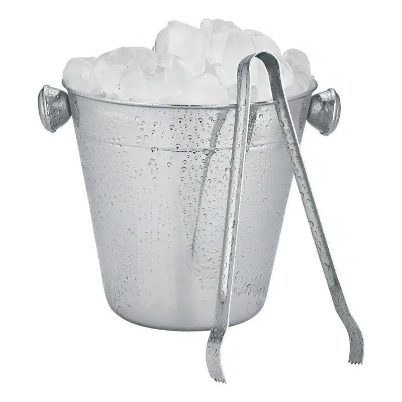 5x Balde De Gelo Inox 1,2l Com Pegador Inox Para Bebidas Whi