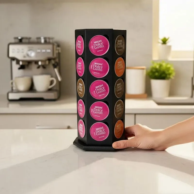 Porta Cápsulas Dolce Gusto 30un Giratório Mdf - Desi - Preto