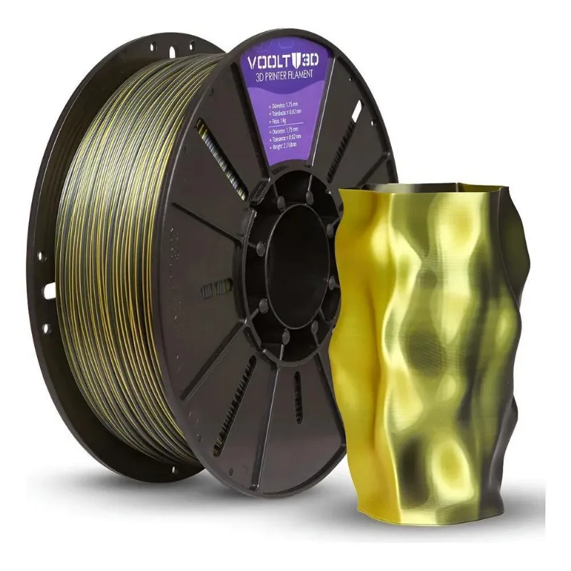 Filamento Pla Duo Color Preto E Dourado 1kg Impressão 3d
