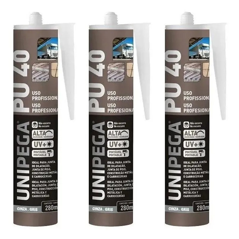 3x Kit 3 Silicone Pu40 Adesivo Selante Poliuretano Cinza 400