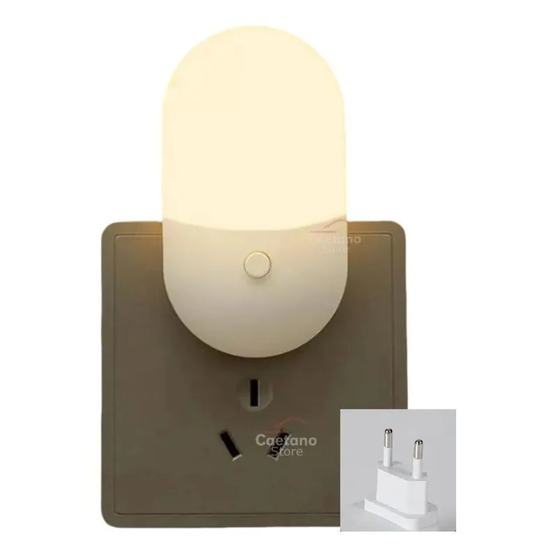10x Abajur Luminária Com Led De Tomada Com Botão 8,8x5cm