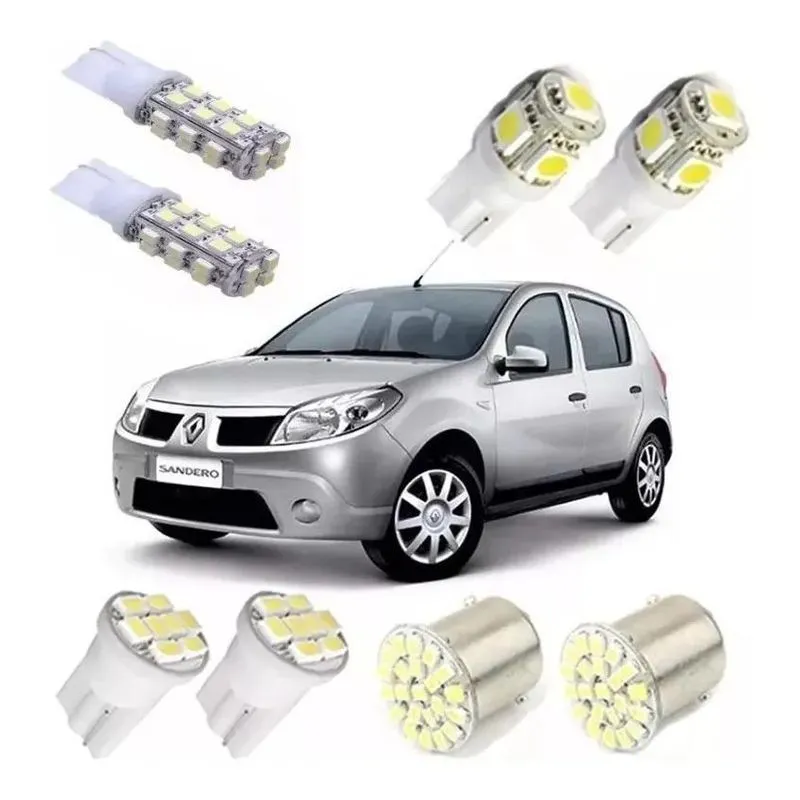 2x Kit Lampadas Led Sandero Logan Teto Placa Ré Farolete