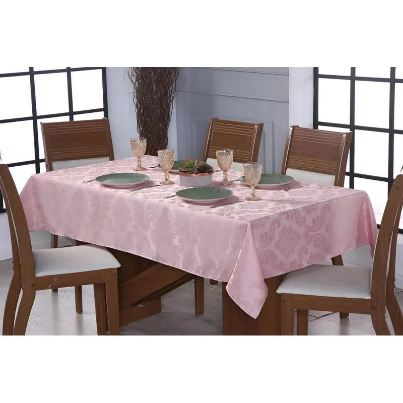 Toalha De Mesa 6 Lugares Jacquard 200x135cm Admirare Cor Ros