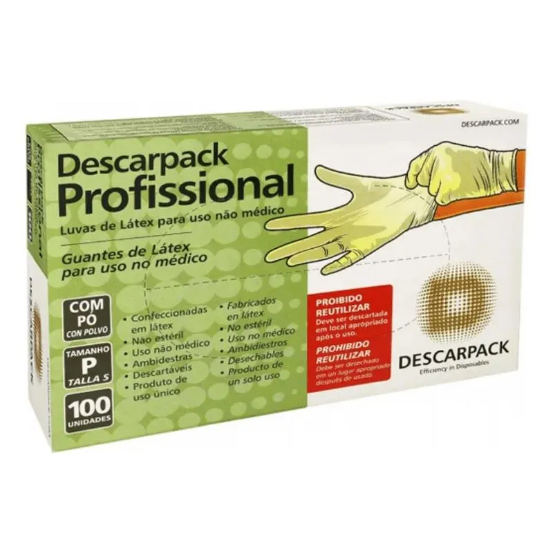 5x Luva De Látex Industrial Branca Com Pó 100un Descarpack