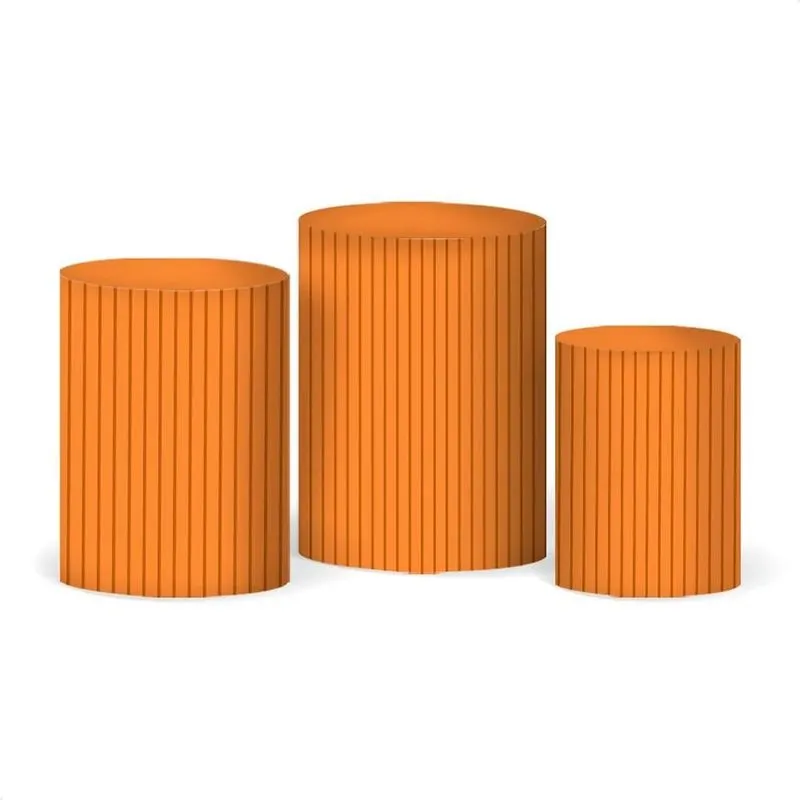 Trio Capa Cilindro Ripados Lisos Tecido Veste Fácil C Laranj