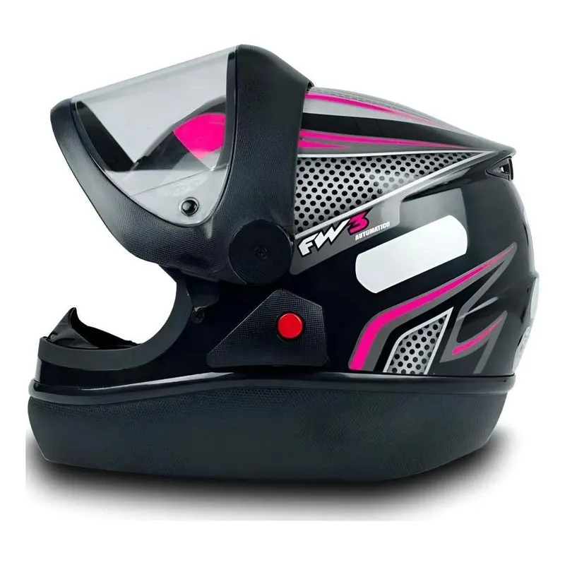 Capacete Fechado Moto Viseira Automático Fw3 Moto Pink