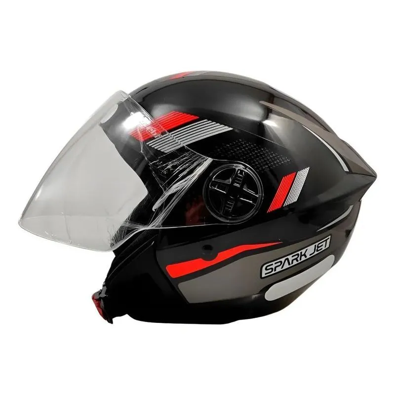 Capacete Moto Aberto Ebf Spark Jet Preto/Azul 56