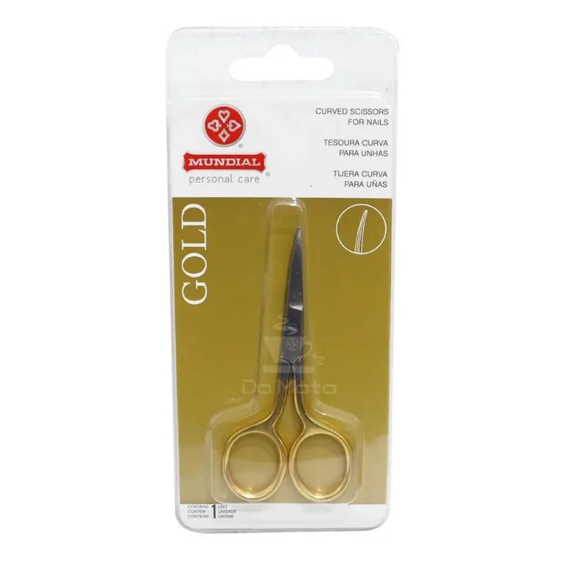 5x Tesoura Tesourinha Ponta Curva Gold Unhas Cílios Sobrance