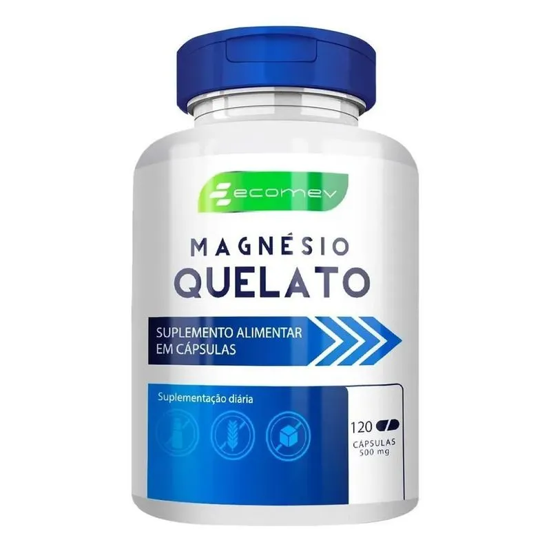 Magnesio Quelato 100% Puro Concentrado (500mg) 120cáp Ecomev