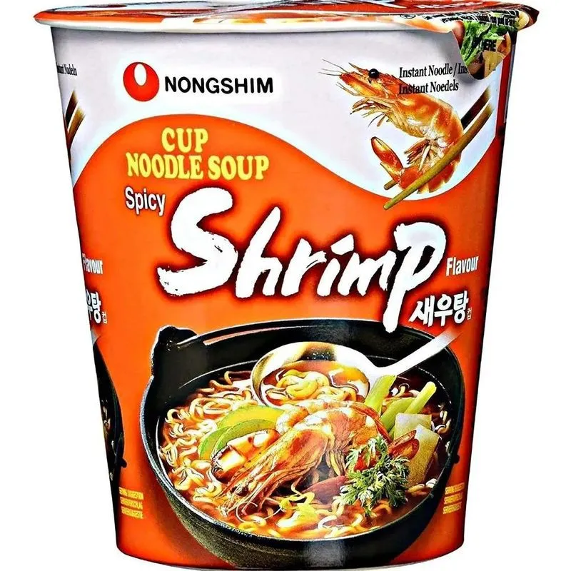5x Lamen Coreano Nongshim Shrimp Copo Macarrão Camarão Spi