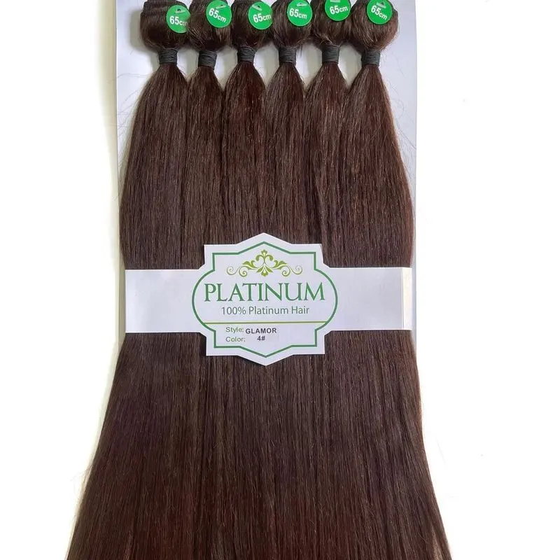 10x Cabelo 50% Humano 50% Orgânico - Platinum Glamor - 65cm