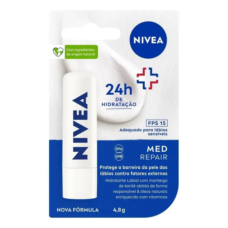 5x Nivea Protetor Labial Med Repair Fps15 4,8g