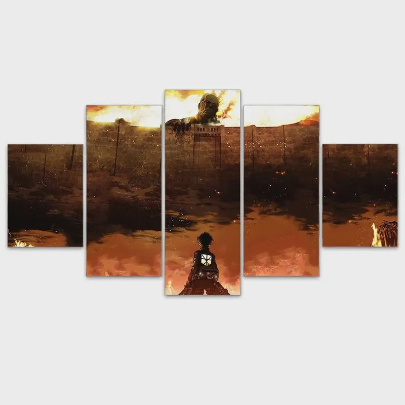 Quadro Decorativo em Mosaico mdf Attack on Titan 115x60cm