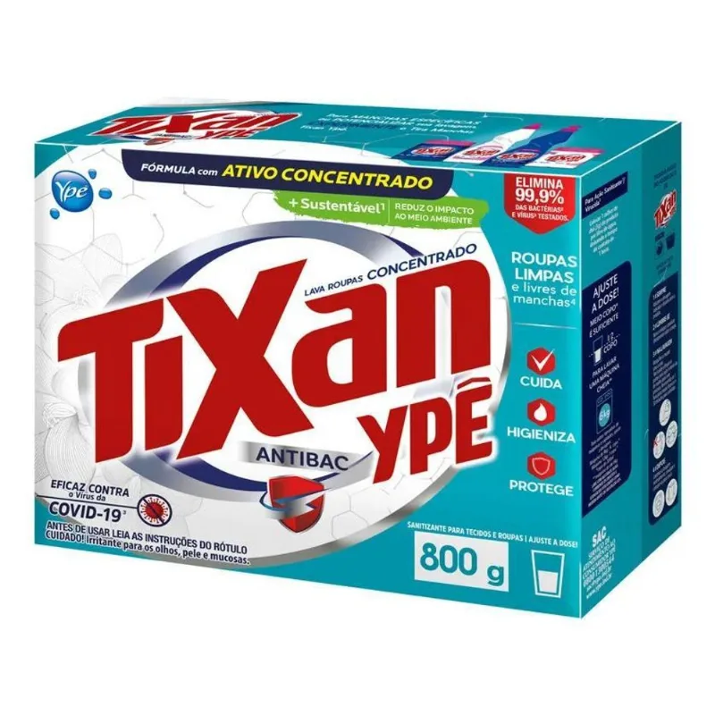 5x Ypê Tixan Ypê Antibac Pó - Caixa - 800 Ml - 800 G - Uni