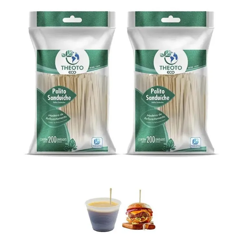 Mexedor / Palheta De Madeira Para Café 9cm Kit 2pct C/200un
