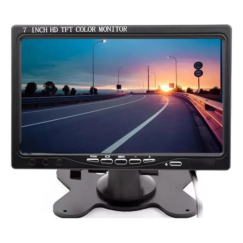 Tela Monitor LCD 7 Polegadas Colorida HDMI VGA AV DC - Preto