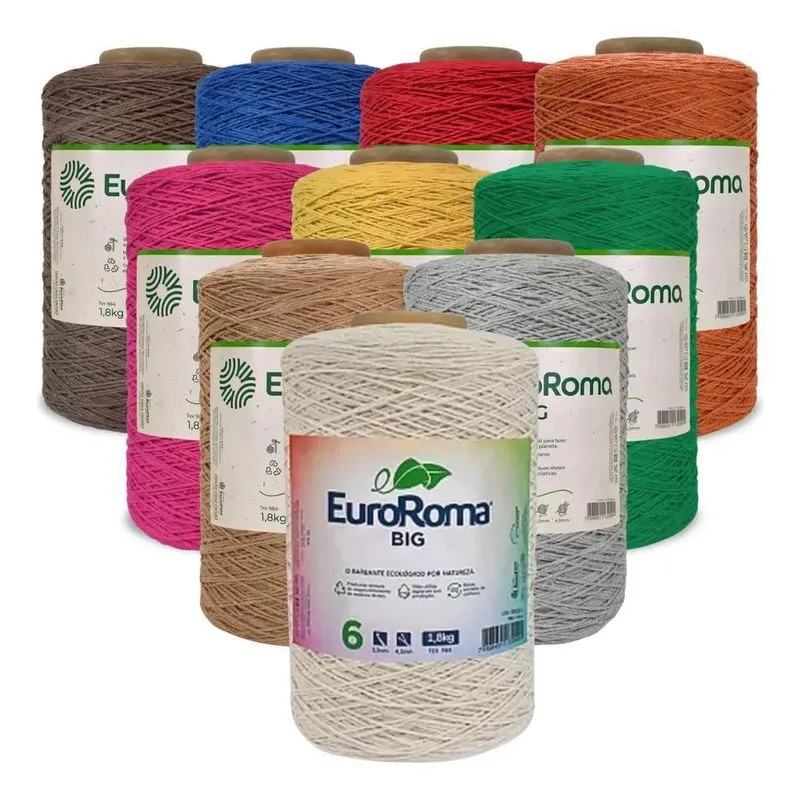 5x Barbante Euroroma 1,8 Kg Fio 6 Big Cone (escolha A Cor)