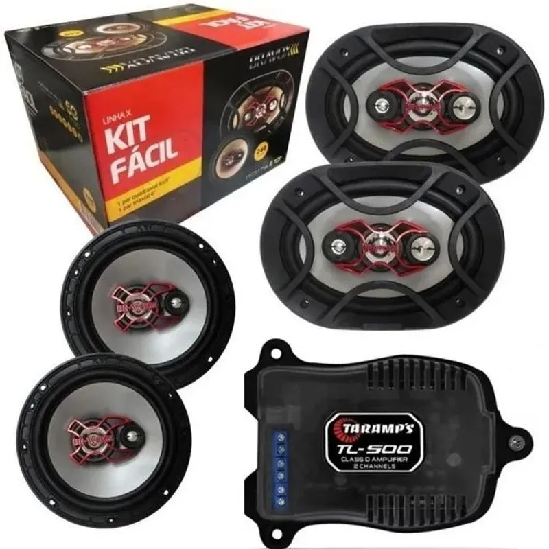 Kit 4 Auto Falante Bravox 6 + 6x9 Pol + Modulo Taramps Tl500
